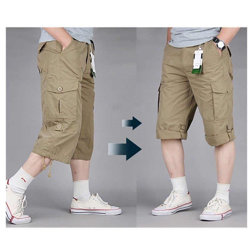 Summer Outdoor Sports Cotton Breathable Straight Tooling Shorts Riding Climbing Fishing Men&s Multi-pocket Loose Short Trousers